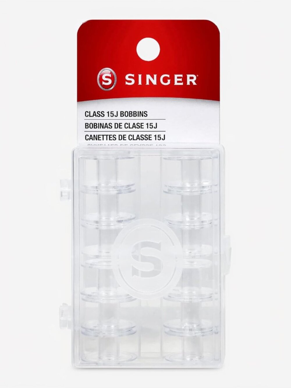 SINGER Class 15J Transparent Bobbins with Storage Case, 12 Count